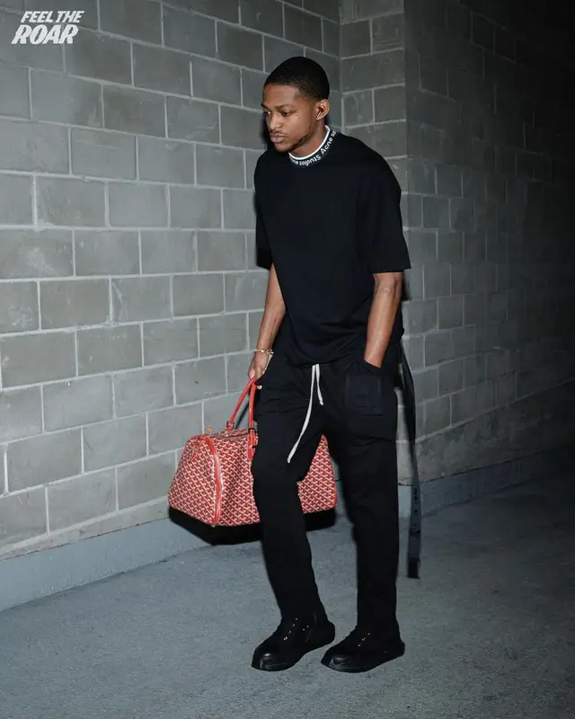 De'Aaron Fox outfit in Acne Studios, Rick Owens, and Goyard, 2023