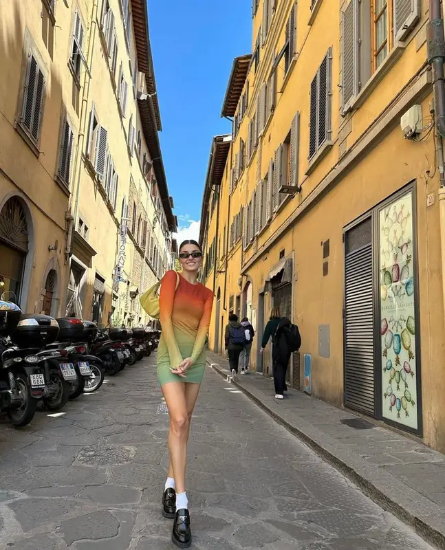 Hande Erchel outfit in Prada, Saint Laurent, and Self-Portrait, 2023