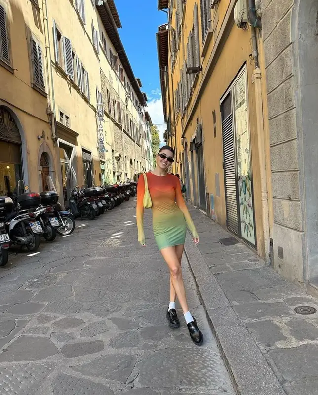 Hande Erchel outfit in Prada, Saint Laurent, and Self-Portrait, 2023