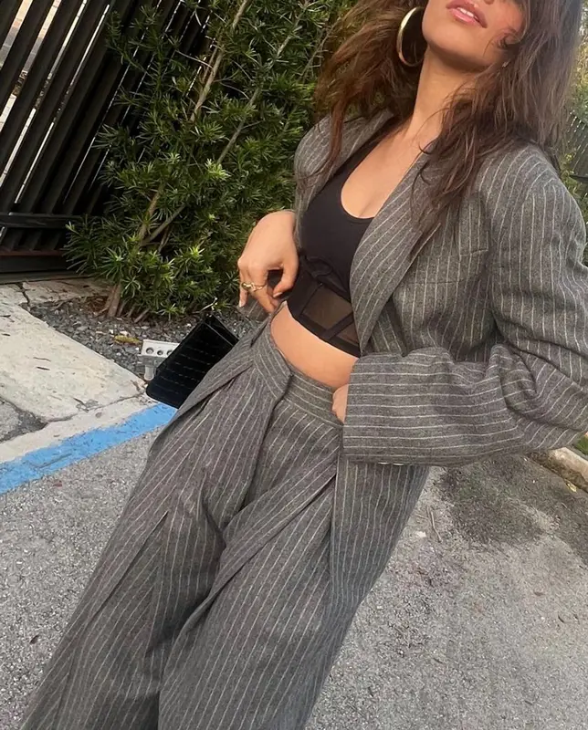 Camila Cabello outfit in Acne Studios, Alo Yoga, and Elleme, 2023