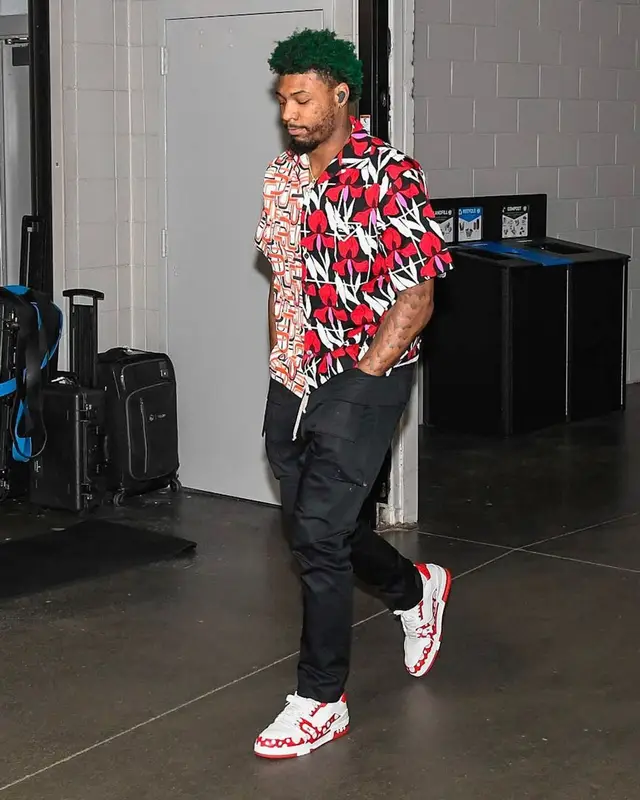 Marcus Smart outfit in Prada, Rick Owens, and Louis Vuitton, 2023