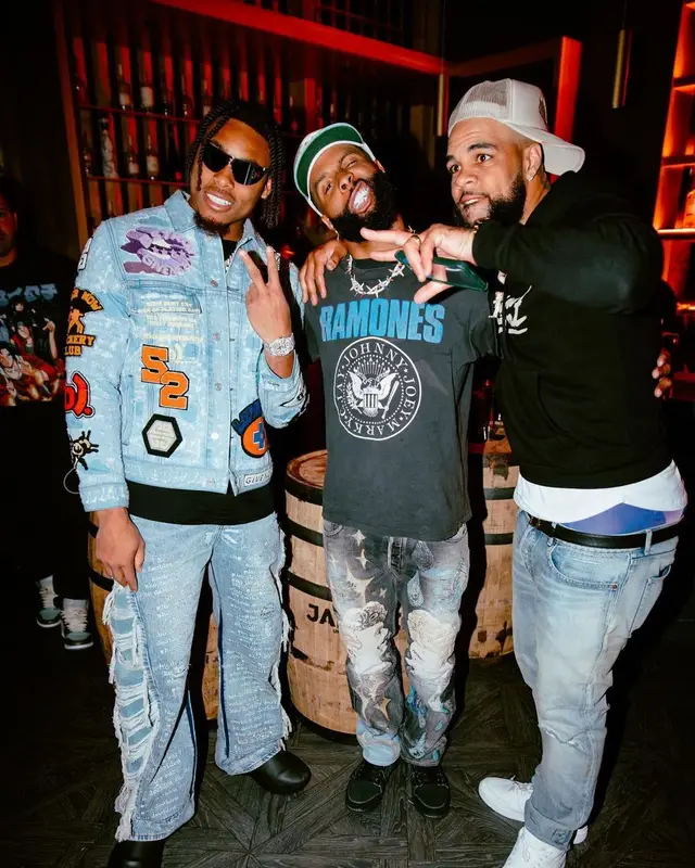 Odell Beckham Jr outfit in Vintage, Jordan, and Travis Scott Merch, 2023