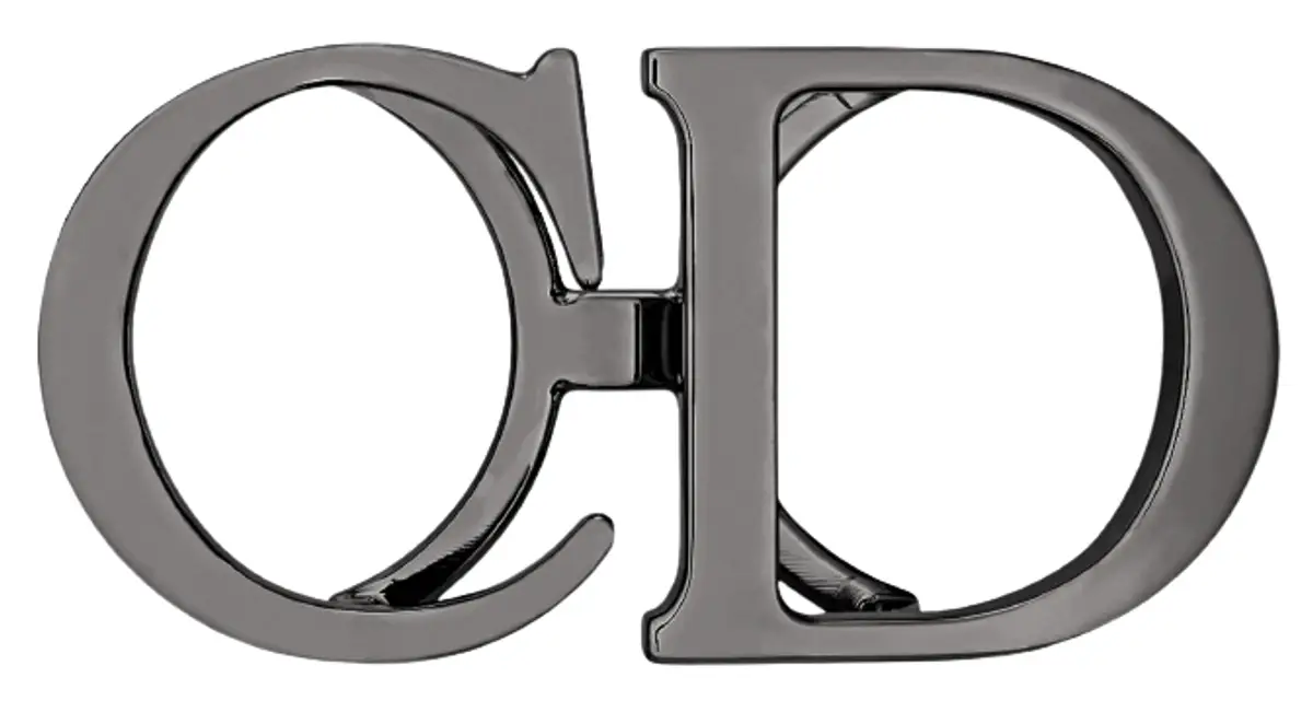 Dior Ruthenium-Finish Brass, 35 MM 'CD' Belt Buckle $330