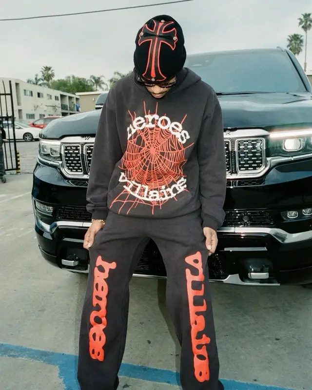Metro Boomin outfit in Spider Worldwide, Chrome Hearts, and Metro Boomin Merch, 2023