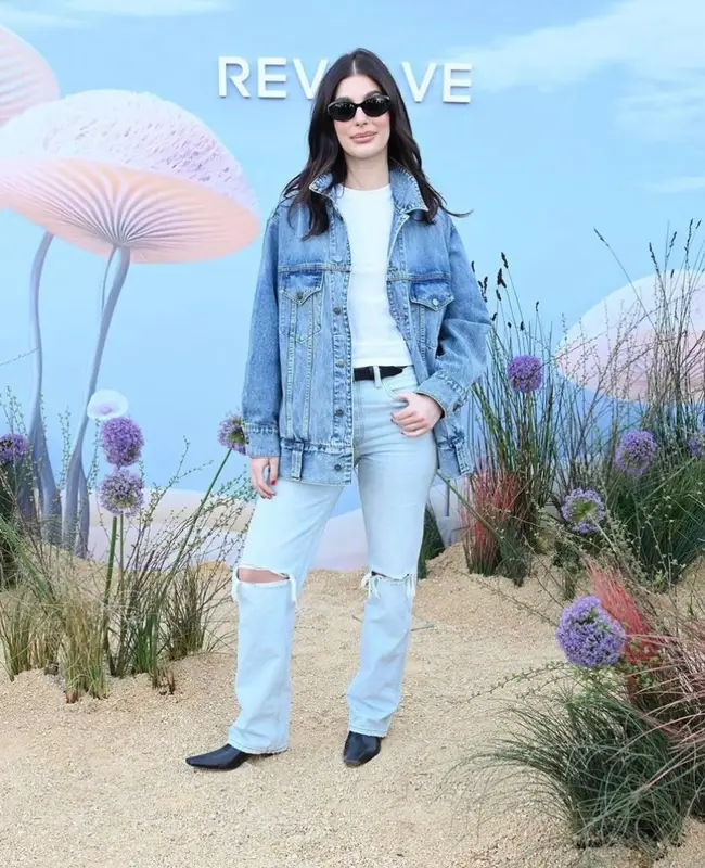 Camila Morrone outfit in Rag & Bone, Oliver Peoples, and Khaite, 2023