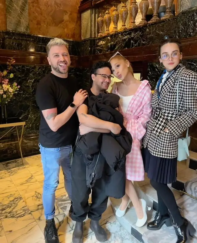 Ariana Grande outfit in Prada, Alexander McQueen, and Alaïa, 2023