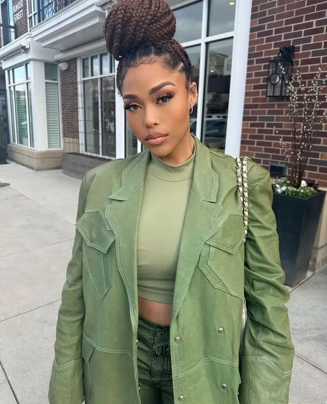 Jordyn Woods outfit in The Attico, Nike, and Chanel, 2023