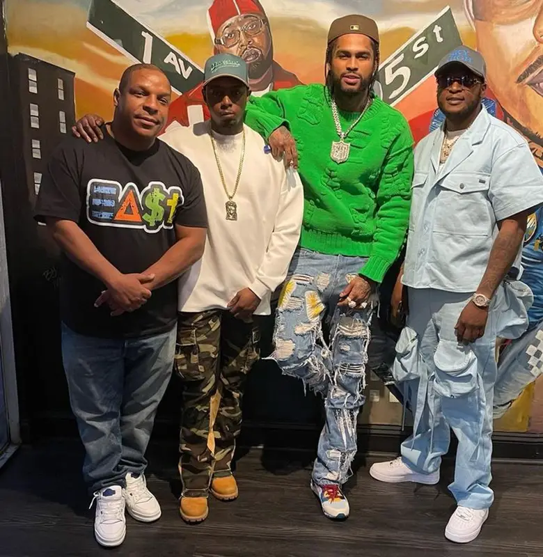 Dave East outfit in Bottega Veneta, Who Decides War, and Asics, 2023