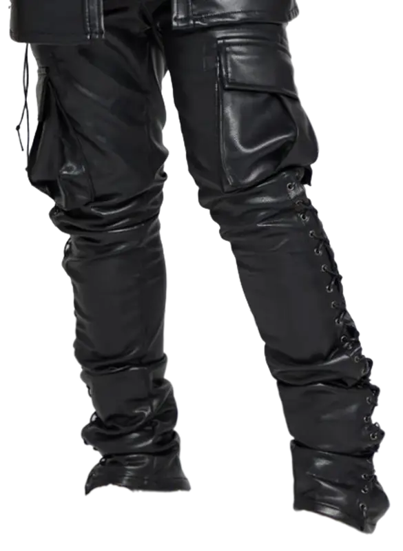 Valabasas Black Leather Trinity Stacked Pants $148