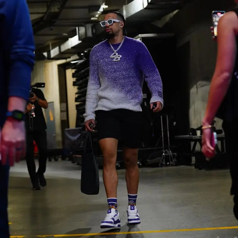 Ja Morant outfit in Dior, Louis Vuitton, and ERL, 2023