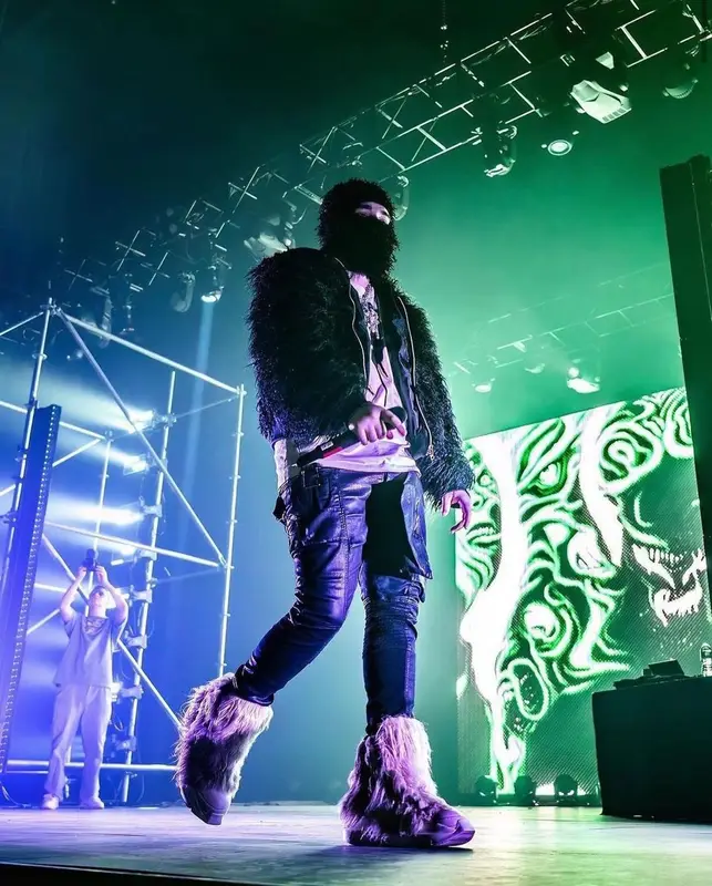 Yeat outfit in Vivienne Westwood, Rick Owens, and Lemeget, 2023