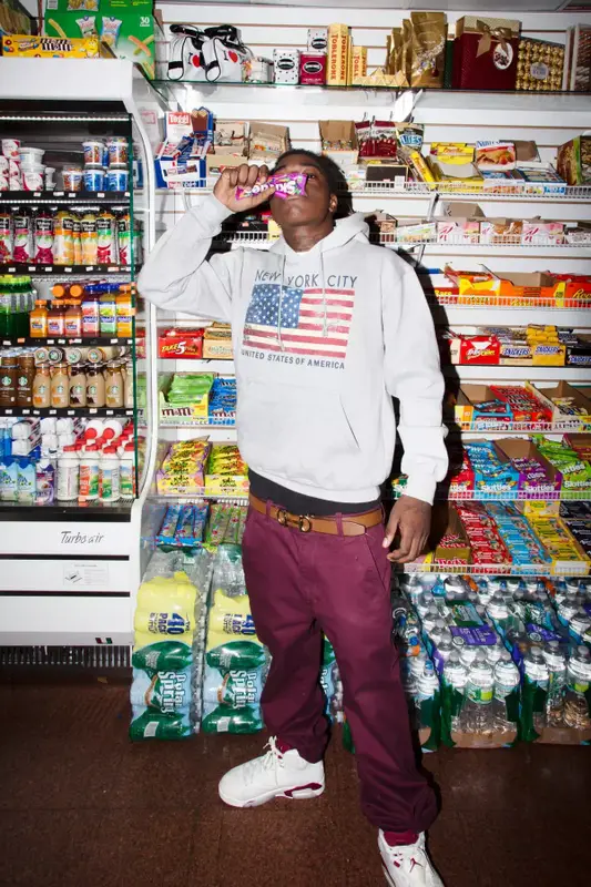 Kodak Black outfit in Torkia Apparel, Jordan, and Ferragamo, 2016