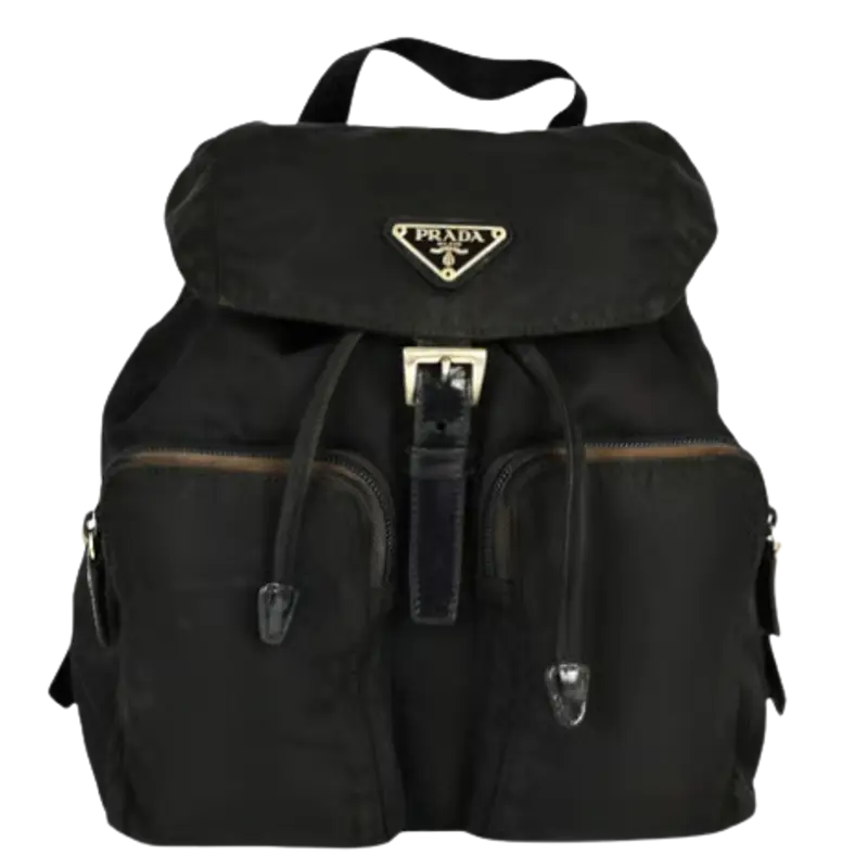 Prada Black Synthetic Logo Backpack $396