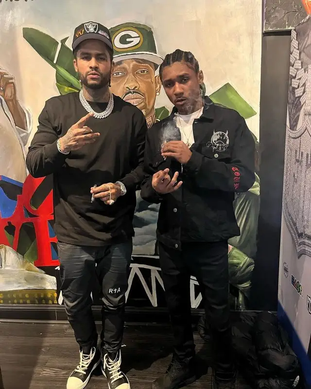 Dave East outfit in Rta, Rick Owens, and New Era, 2023