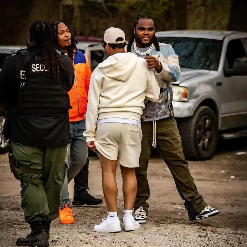 Tee Grizzley outfit in Amiri, Valabasas, and Louis Vuitton, 2023