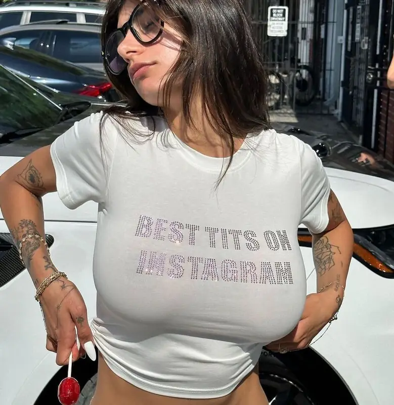 Mia Khalifa outfit in 1XBlue, 2023