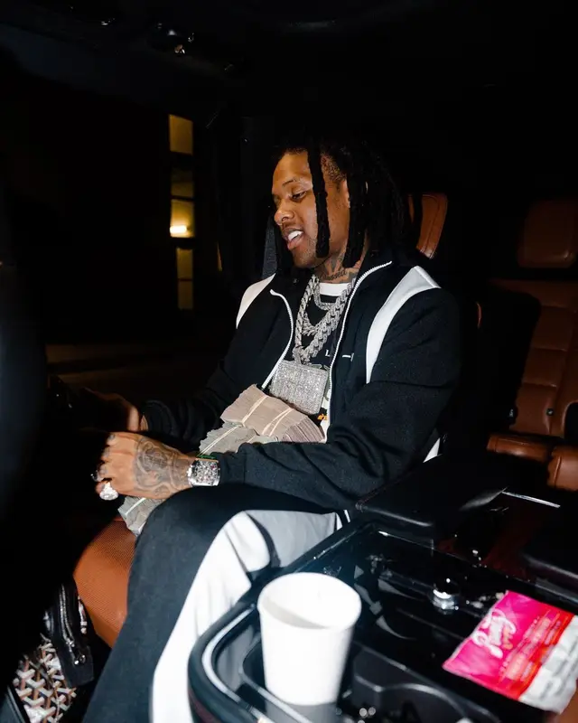 Lil Durk outfit in Amiri and Goyard, 2023