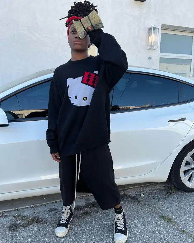 Tana outfit in The Hundreds, Rick Owens, and Sanrio, 2023