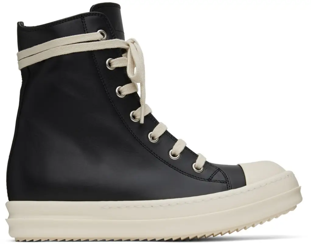 Rick Owens Black Leather High-Top Sneakers $1115