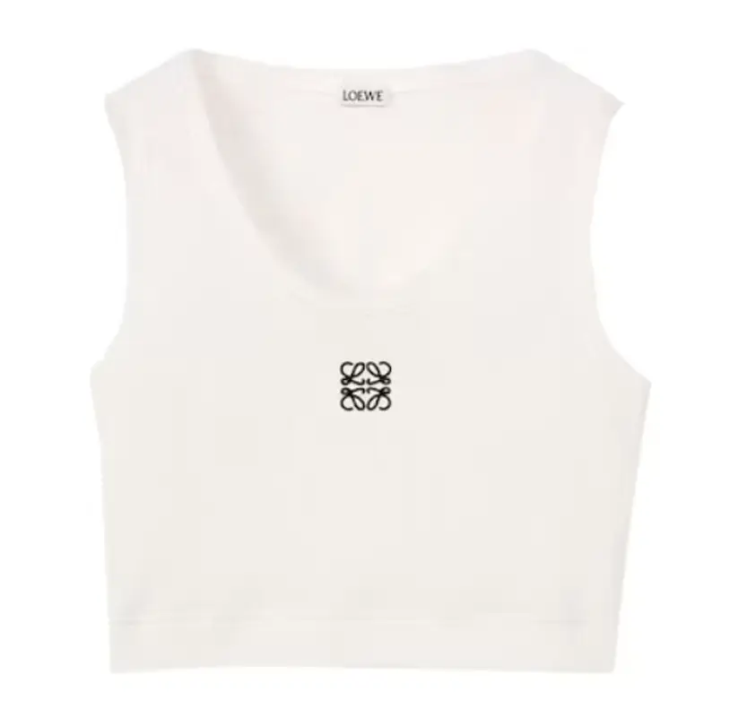 Loewe White Cropped Cotton Anagram Tank Top $345
