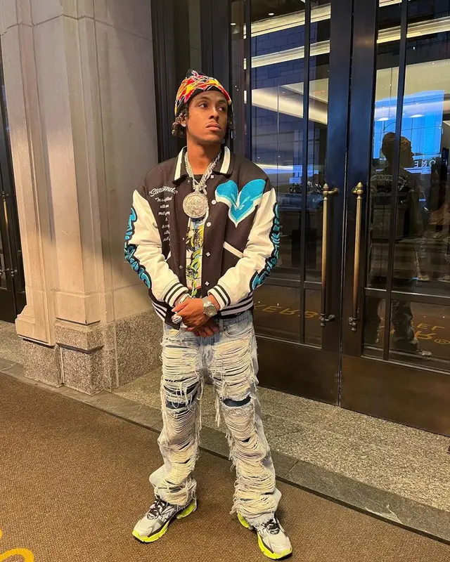Rich The Kid outfit in Balenciaga and Stainbandzstudios, 2023