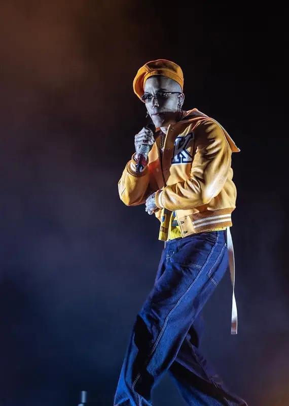 Sfera Ebbasta outfit in Kenzo and Chrome Hearts, 2023