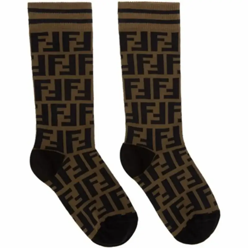 Fendi Brown Forever Short Socks  $120