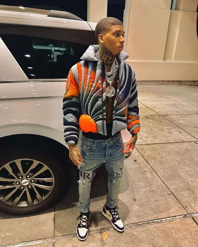 NLE Choppa outfit in ERL, Amiri, and Nike, 2023