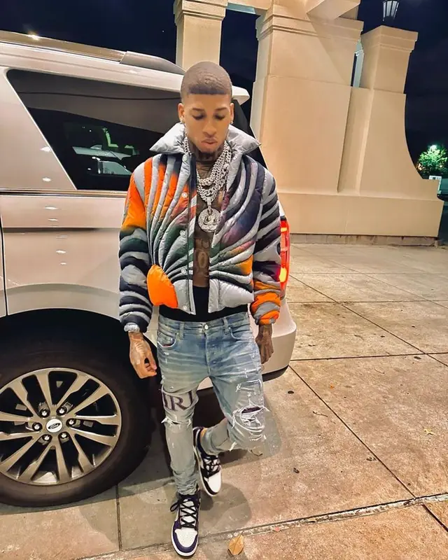 NLE Choppa outfit in ERL, Amiri, and Nike, 2023