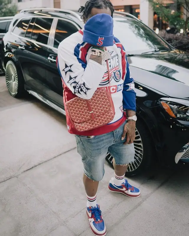Peezy outfit in Ksubi, Supreme, and New Era, 2023