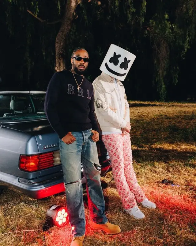 Marshmello outfit in Valabasas, Nike, and Marshmello Merch, 2023