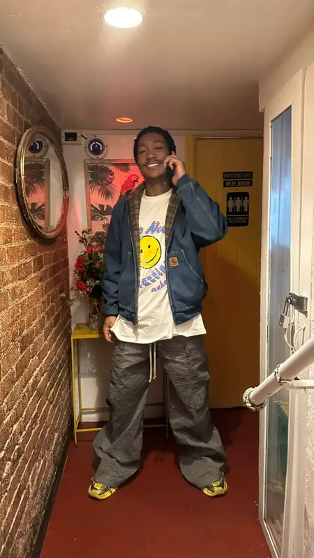 Lil Meech outfit in Carhartt, Martine Rose, and Rick Owens, 2023