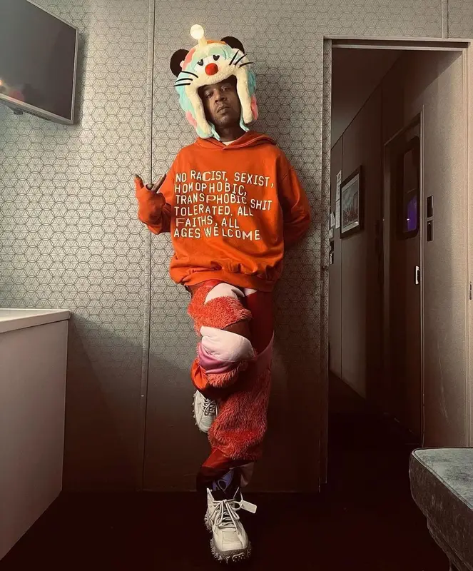 Kid Cudi outfit in Cactus Plant Flea Market, Nike, and Off-White, 2023