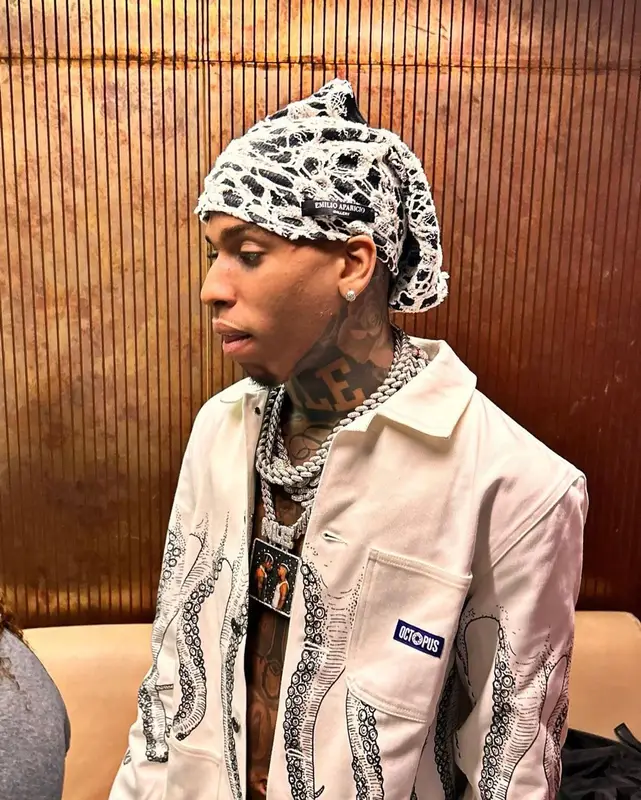 NLE Choppa outfit in Octopus Brand, Nike, and Emilio Aparicio, 2023