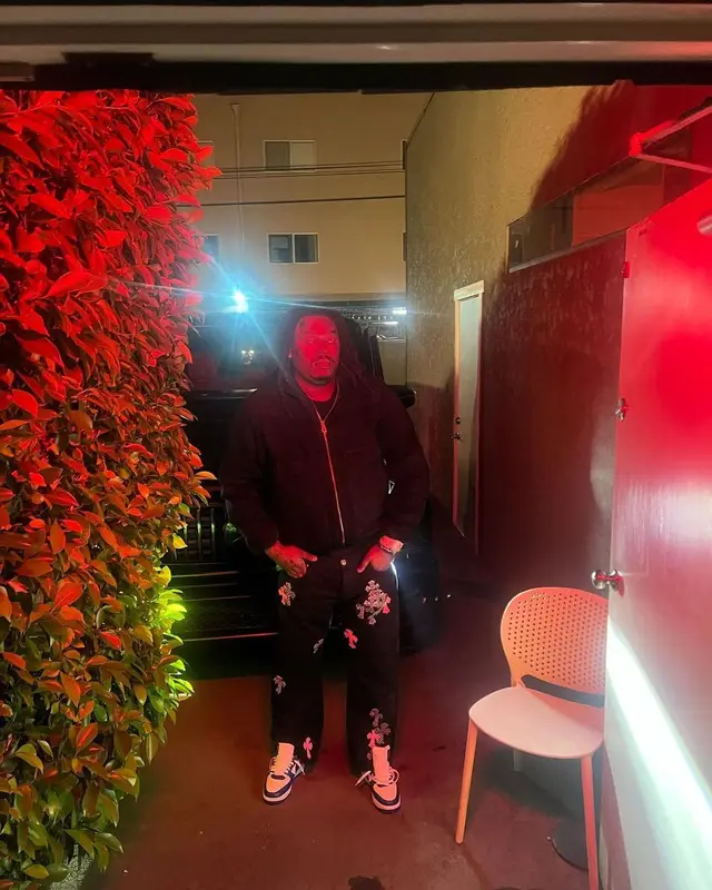 Lucki outfit in Louis Vuitton, Chrome Hearts, and Nike, 2023