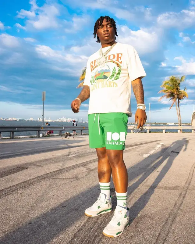 Fredo Bang outfit in Rhude, Jordan, and Amiri, 2023