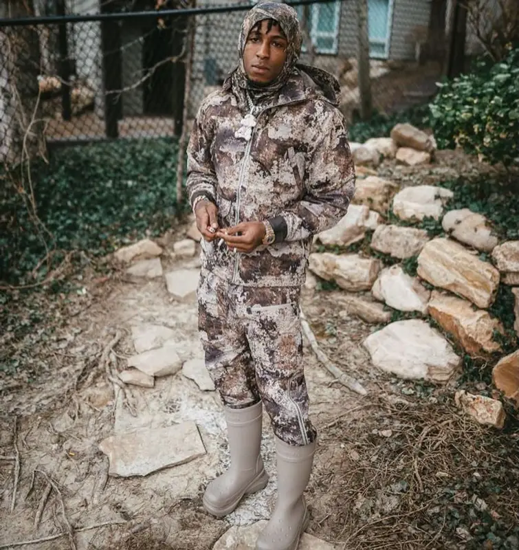 NBA YoungBoy outfit in Cabela's, Balenciaga, and Crocs, 2023