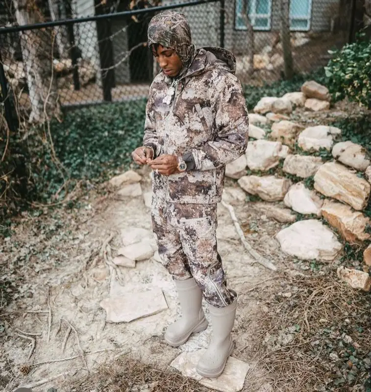 NBA YoungBoy outfit in Cabela's, Balenciaga, and Crocs, 2023