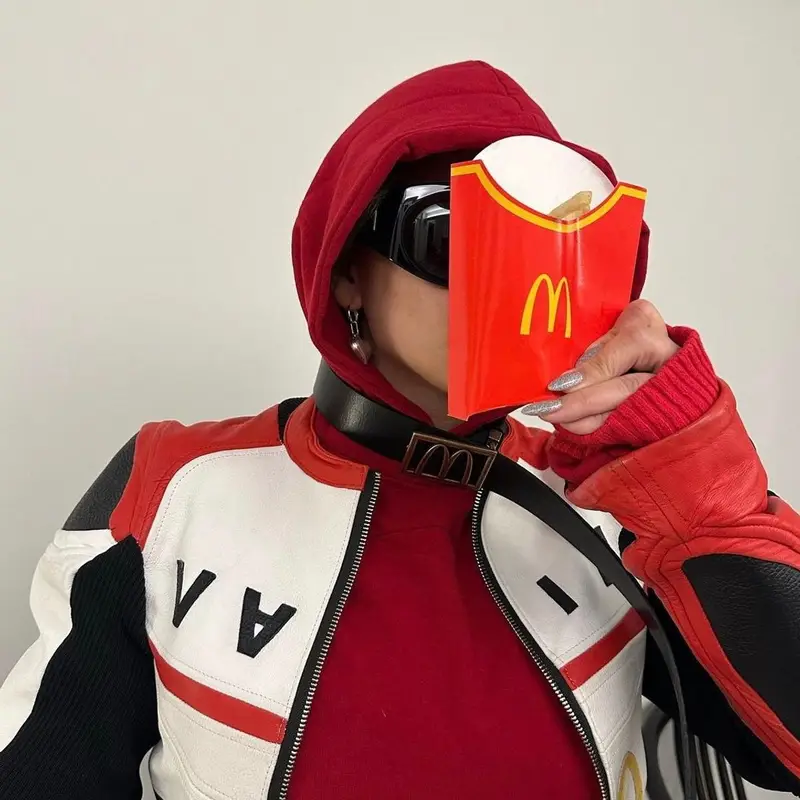Coi Leray outfit in McDonald's Merch and Jimi Vain, 2023
