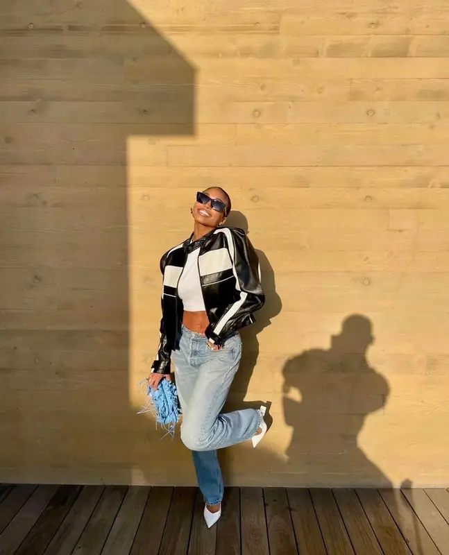 Lori Harvey outfit in Re/Done, Bottega Veneta, and Saint Laurent, 2023