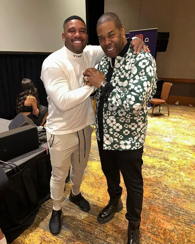Busta Rhymes outfit in Louis Vuitton, Carhartt, and Marni, 2023