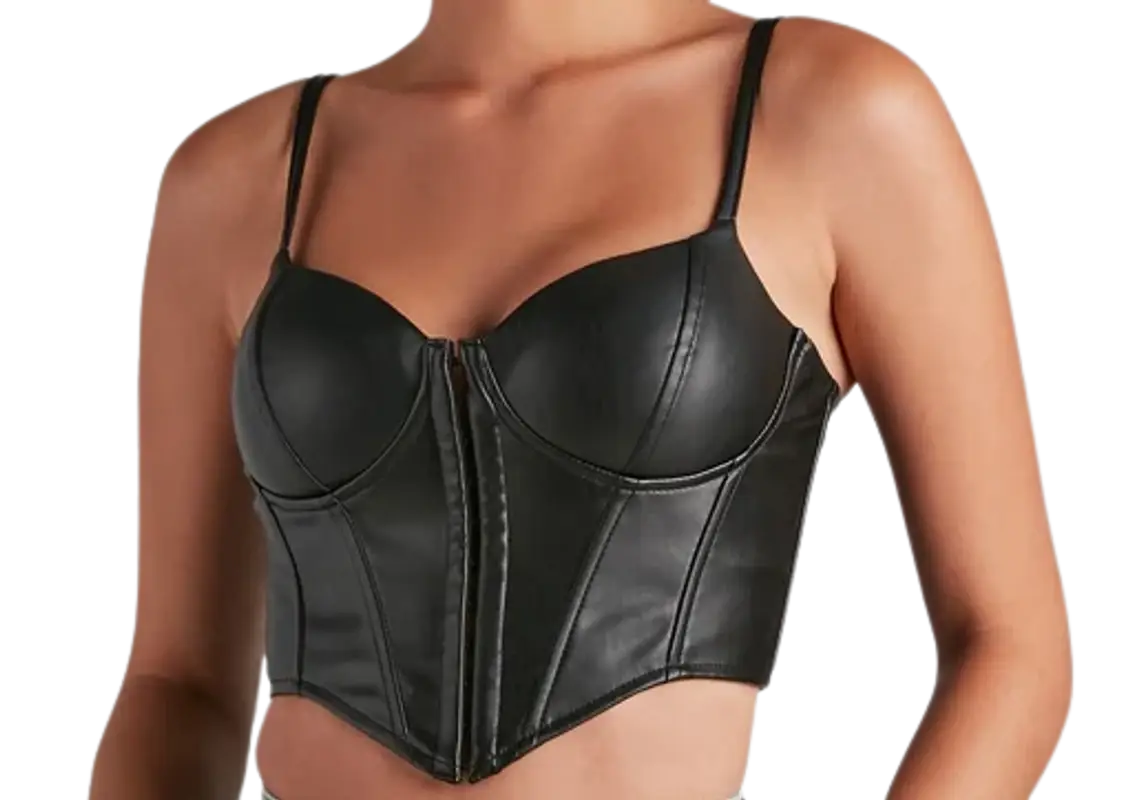 Windsor Store Bold Moment Faux Leather Corset Top $33