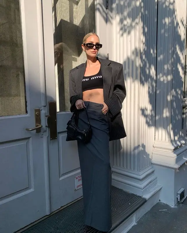 Leonie Hanne outfit in Magda Butrym, Miu Miu, and Frankie Shop, 2023