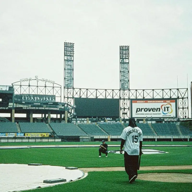 Lil Yachty outfit in Chicago White Sox, Nike, and Alyx, 2021