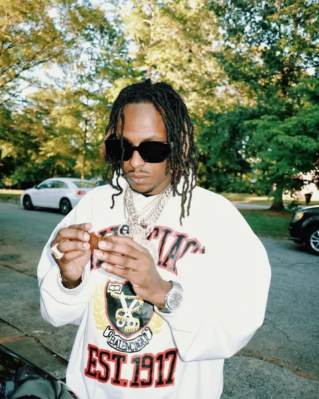 Rich The Kid outfit in Balenciaga and Valentino, 2023