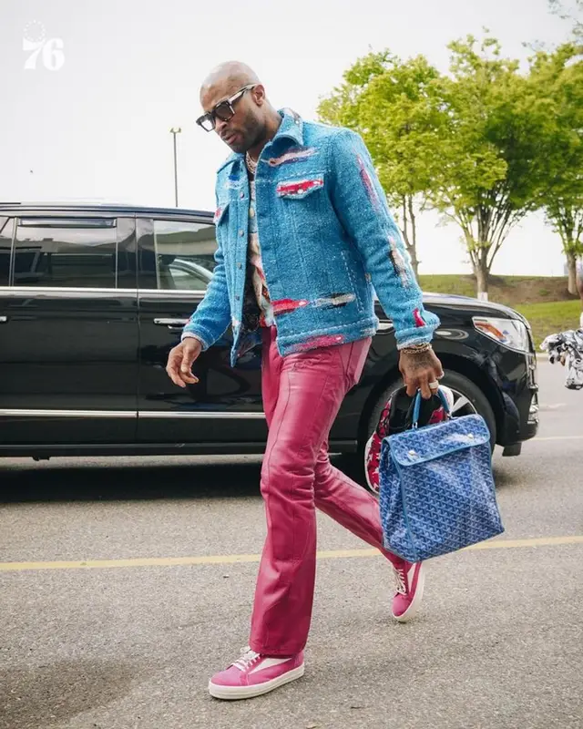 PJ Tucker outfit in Loewe, Goyard, and Jacques Marie Mage, 2023
