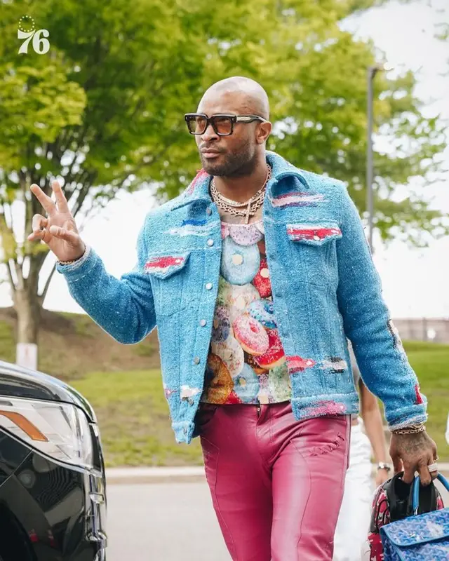 PJ Tucker outfit in Loewe, Goyard, and Jacques Marie Mage, 2023