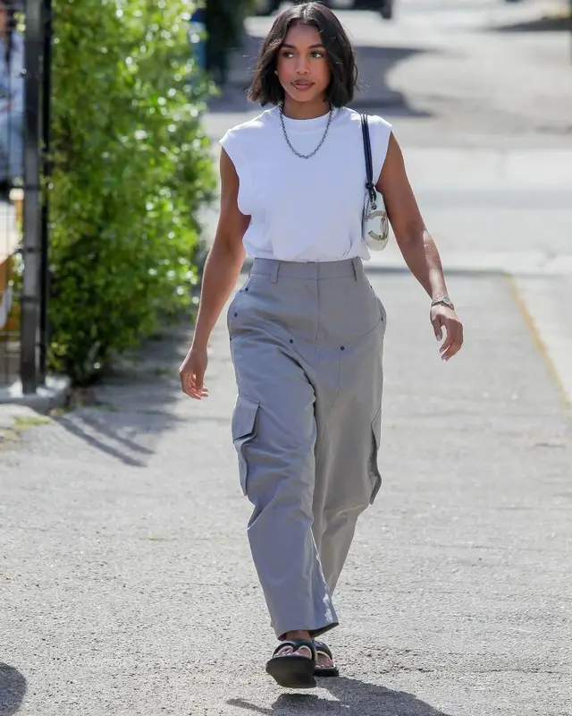 Lori Harvey outfit in Loewe and Chanel, 2023