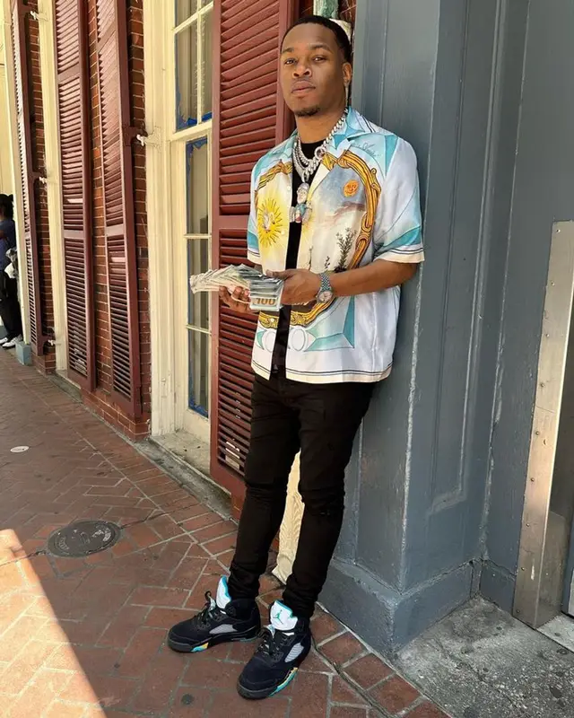 Kenny Muney outfit in Amiri and Jordan, 2023