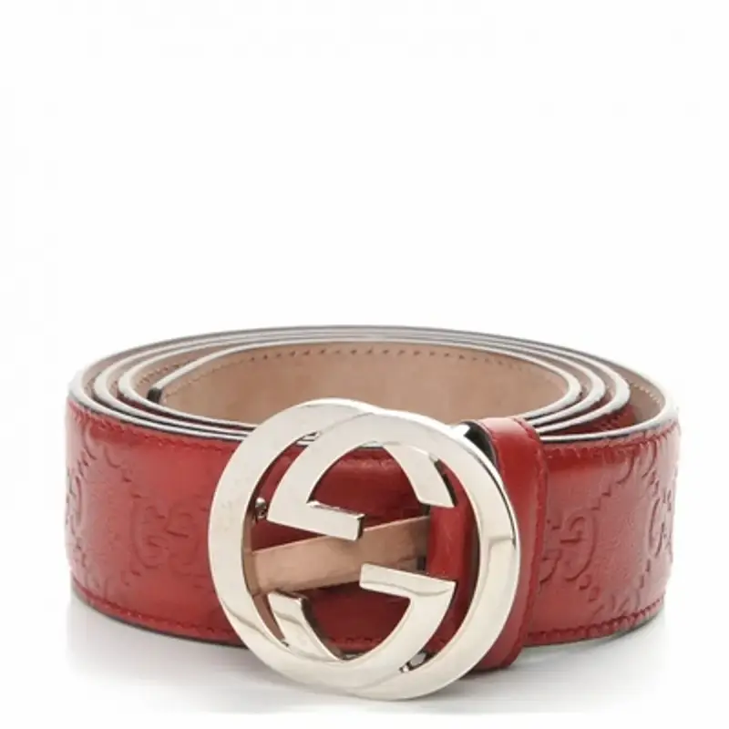 Gucci  Interlocking G Belt Monogram Ssima Red $450